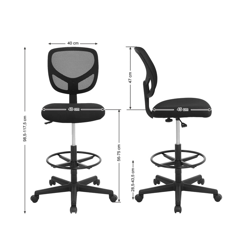 Kontorstol - datorstol - med justerbar fotring - med netto damm - svart